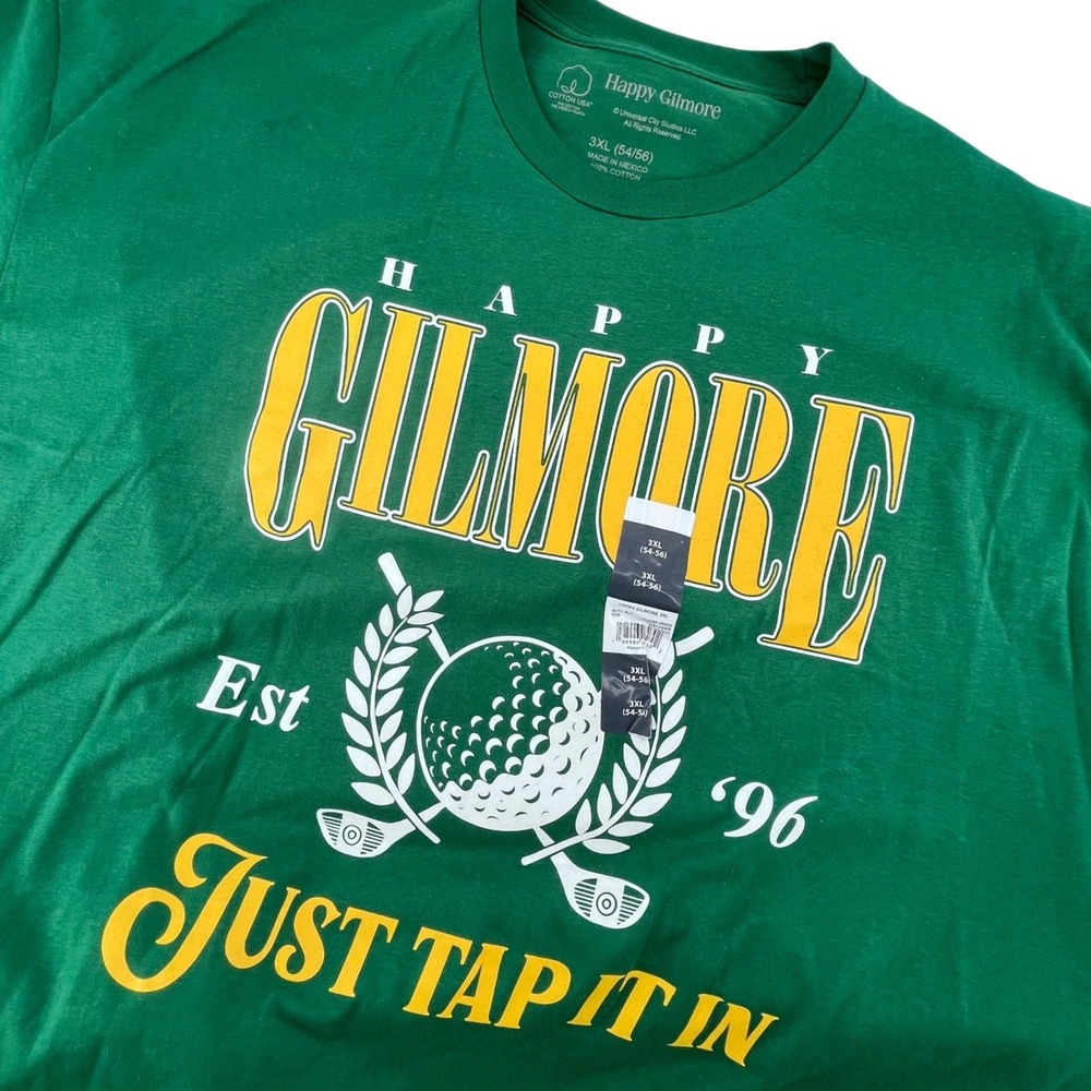 Happy Gilmore T-Shirt Mens 3XL Green "Just Tap It In" Golf Graphic Movie Tee NEW